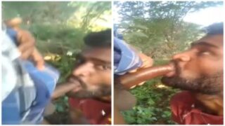 Backyard mein chupke se apne gay lover ko suck kar raha tha.