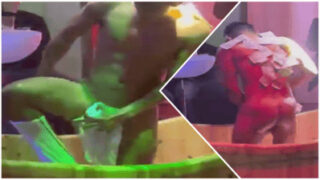 Ek garam gay gigolo hunk sex party mein nanga perform kar raha hai.