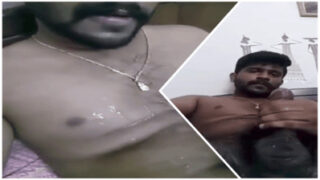 Ek hairy hunk, apni ripped chest ko creamy, thick cum se cover karta hai.