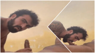 Pyaasa cock chusne wala hunk apne lover ka dick pura andar tak nigal gaya.